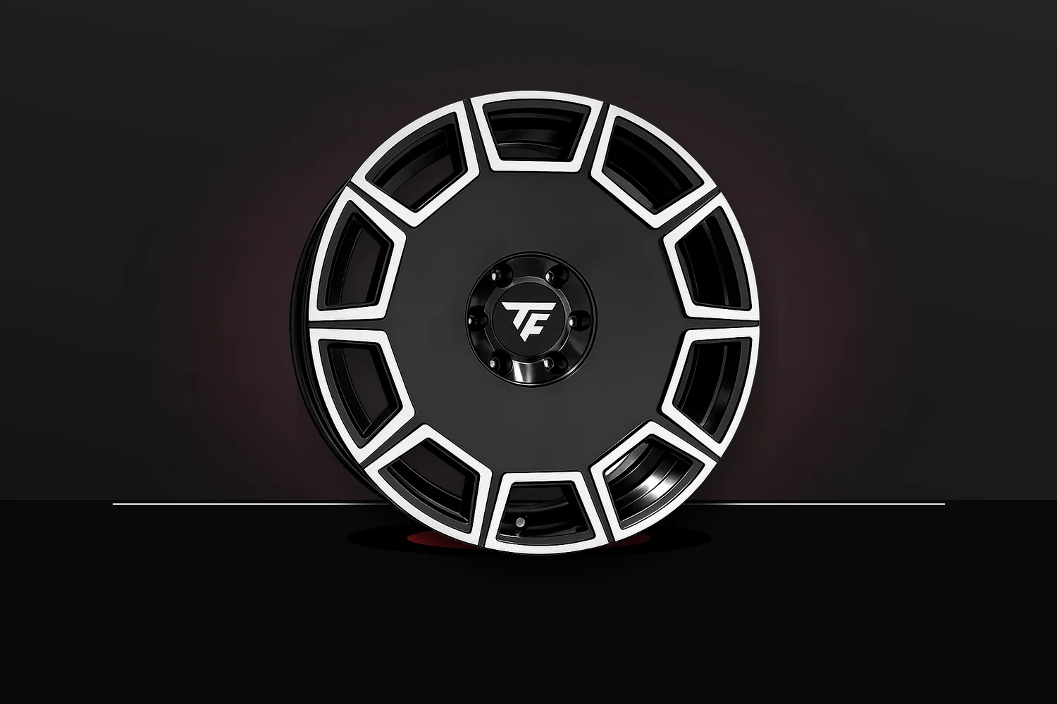 TracForged SUV and sedan wheel in black with machined accents